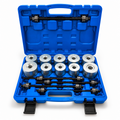 27-piece bushing removal and installation tool kit in blue carry case