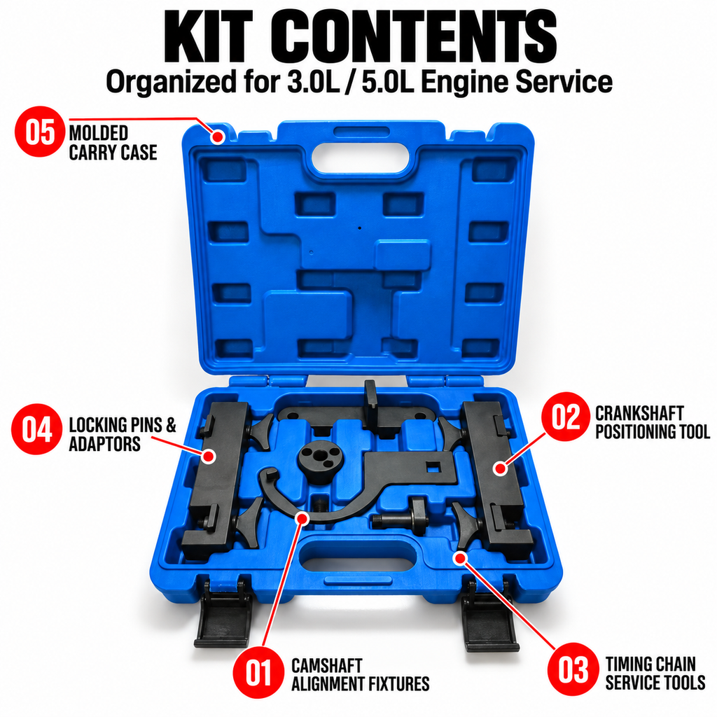Land Rover Jaguar Engine Timing Tool Kit Contents