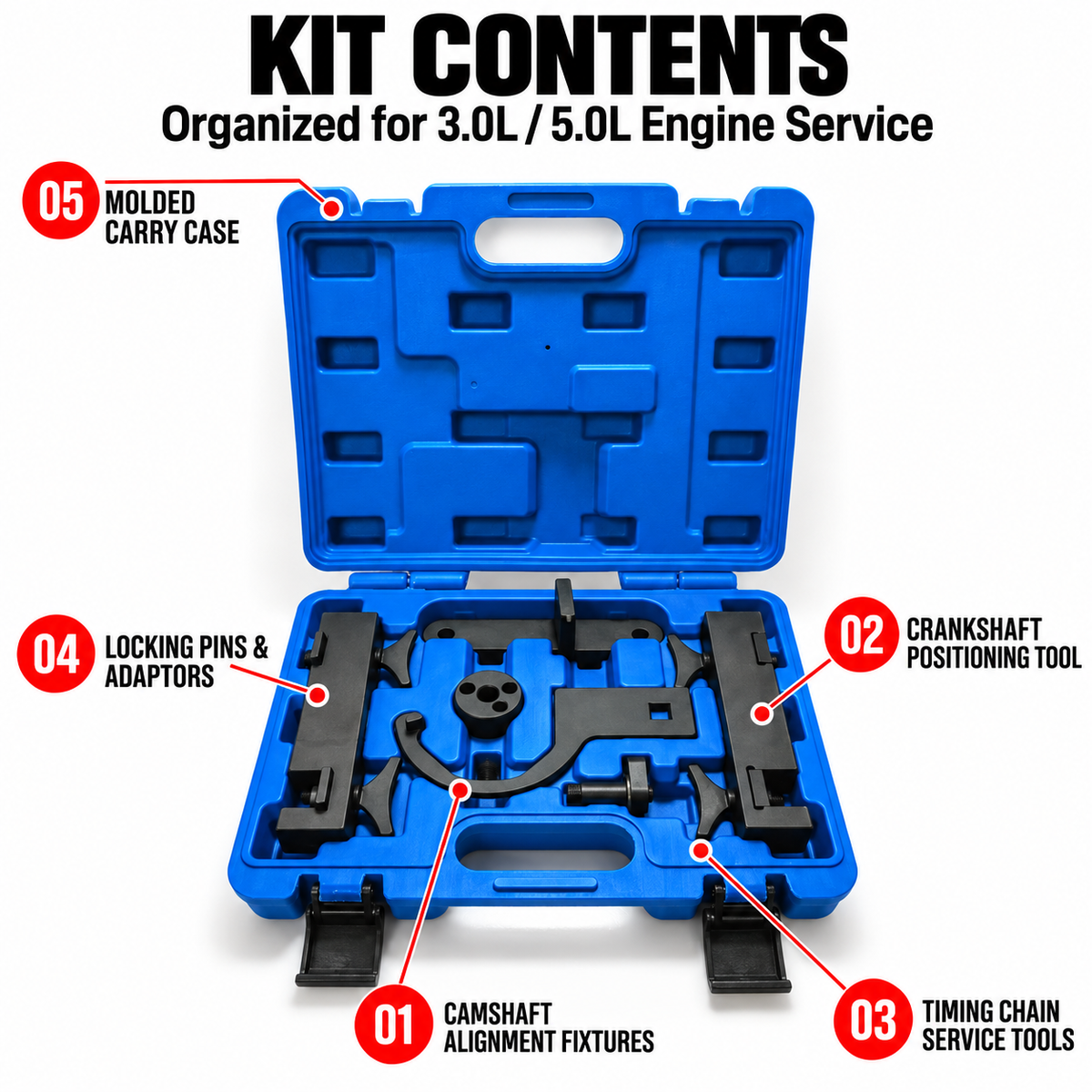 Land Rover Jaguar Engine Timing Tool Kit Contents