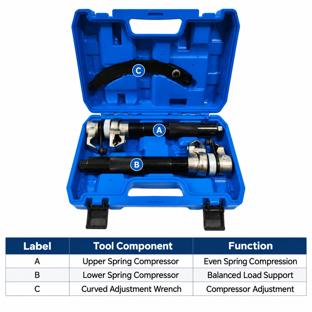 Shock Absorber Spring Compressor Tool Kit Contents